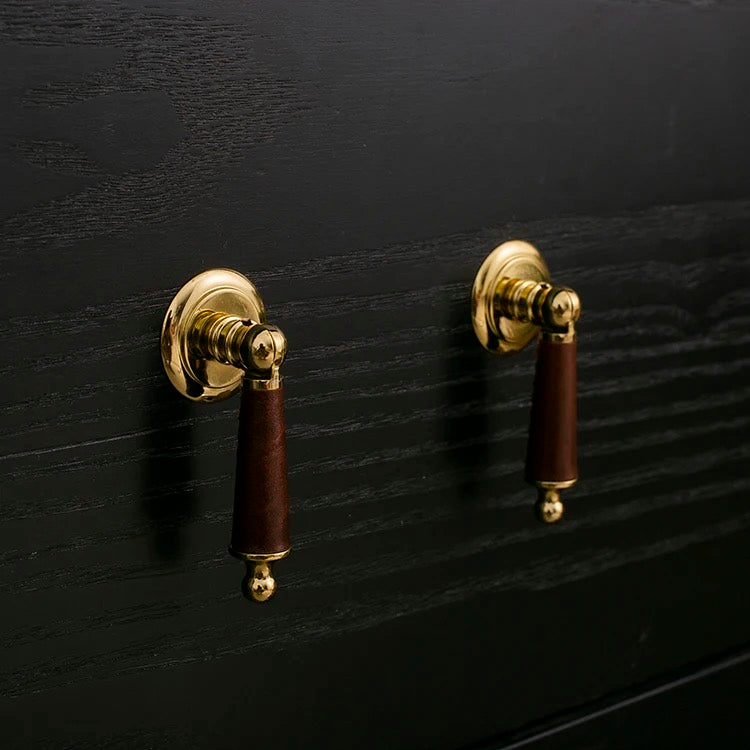 Piera - Brass & Leather hanging knob