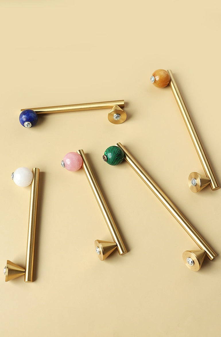 Clio Blue - Brushed brass with blue stone