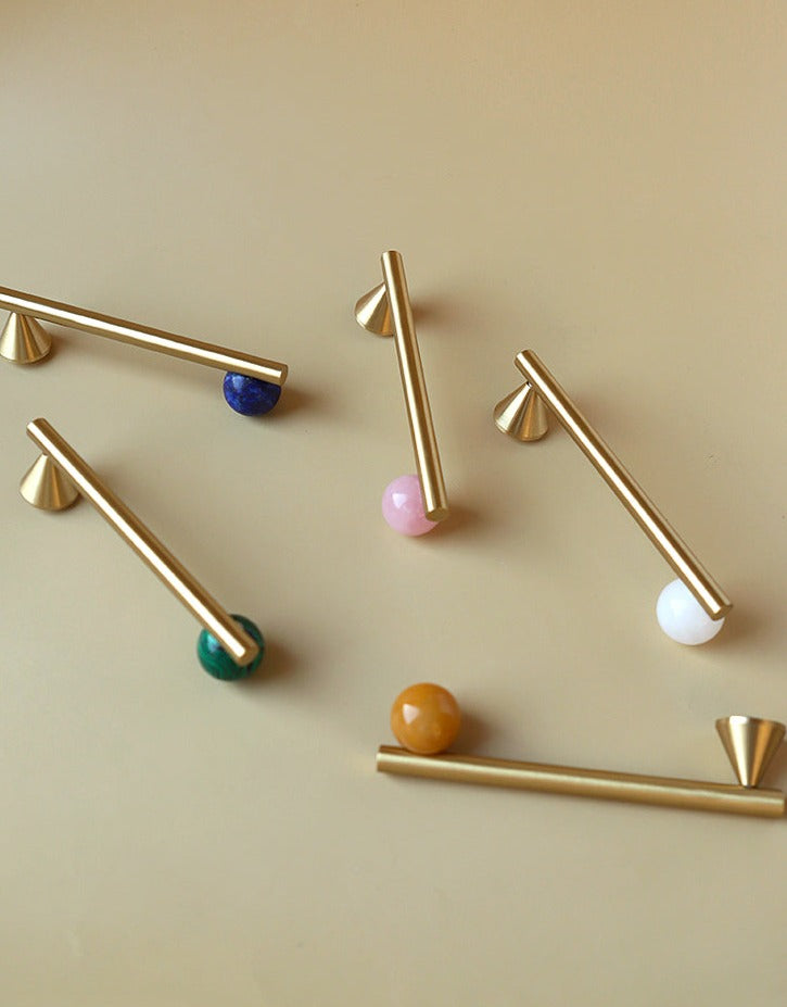 Clio Blue - Brushed brass with blue stone