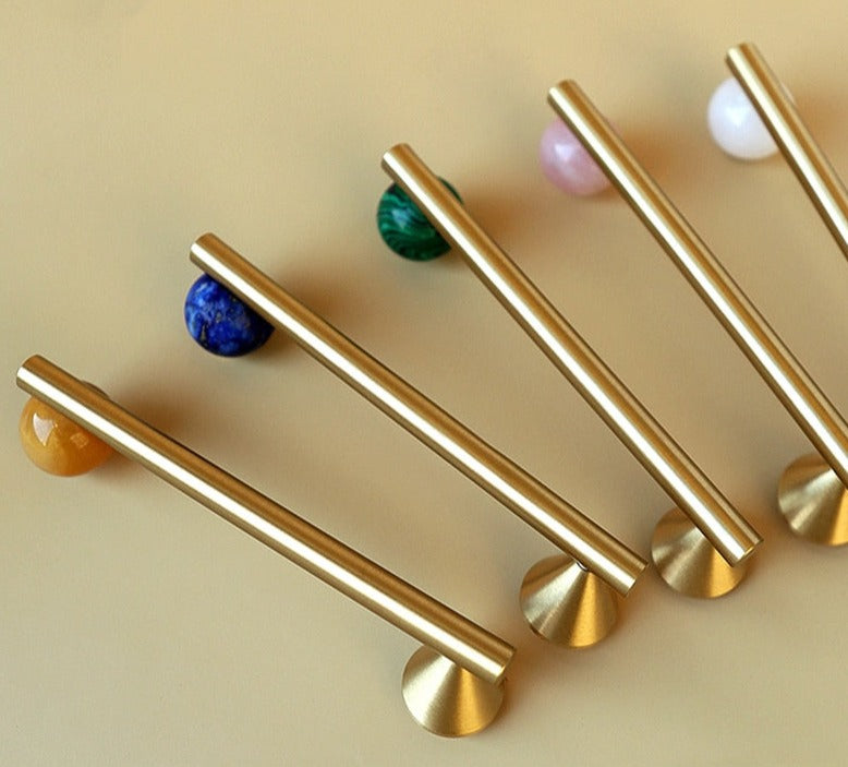 Clio Blue - Brushed brass with blue stone